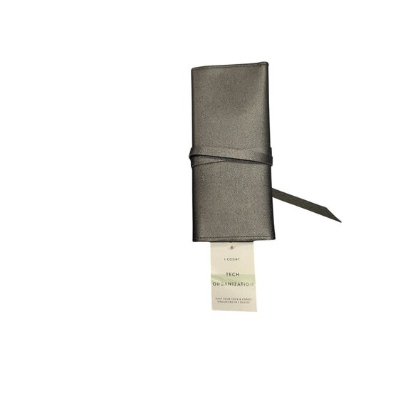 Tech Organization Roll-Up Case With Snap Closures & Tie Strap For Cords & Device - Picture 3 of 6